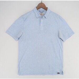 Faherty Movement Polo Shirt Mens Medium Light Blue Cotton Modal Stretch
